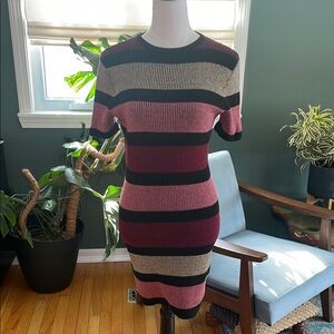 Cotton On Striped Dress - Black, Burgundy, Beige